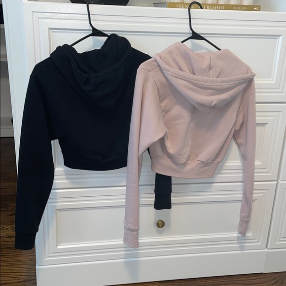 American Apparel Black and Pink Cropped Hoodie - Picture 3 of 7